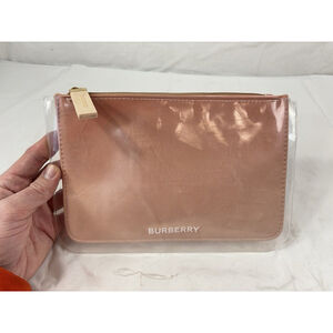 Burberry Pouch Bag Ombre Makeup Bag Toiletry Cosmetic Case Clear Peach